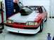 1990 Ford Mustang - Modified 1990 Ford Mustang drag car with prominent hood scoop and racing interior.
