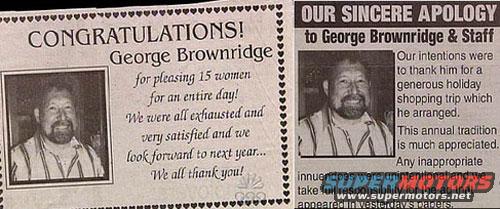 Newspaper clipping with two articles about George Brownridge and photos