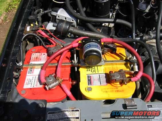 img_0005.jpg Here are my two Optimas.  I use the red top for starting and the yellow top for winching.  You can see the Northwest Power solenoid on top.  I used a dual battery tray from www.mechman.com.