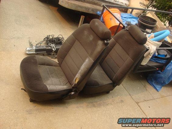 mustang-seats.jpg the front seats were in poor shape and i had a great set of seats from a 1987 mustang but they went into our other 81 mustang. i got these out of the local junk yard. i then washed them real good and will show the floor repair and install of these seats.
