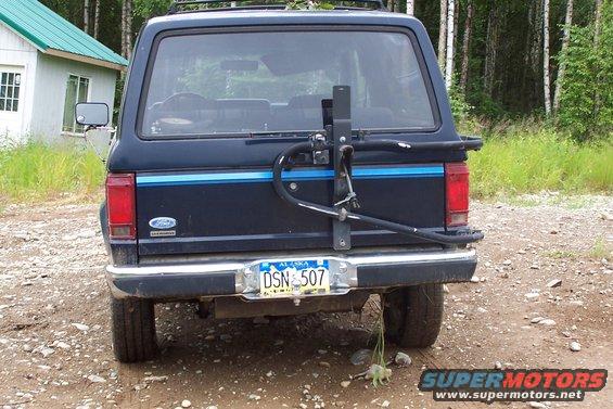 1989 Ford Bronco II rear view with bike rack and Alaska license plate DSN 507