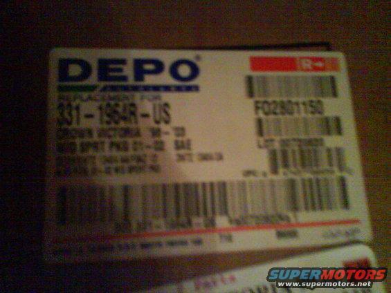 Box for DEPO replacement part 331-1964R-US, listed for Crown Victoria '98-'02