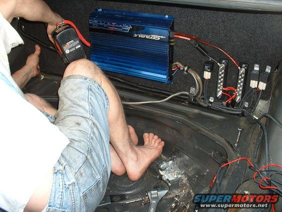 me installing power panel with amp (because you always need tunes)