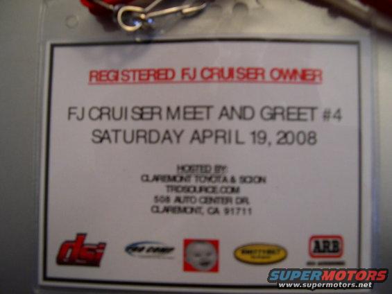 FJ Cruiser Meet and Greet #4 event badge from April 19, 2008