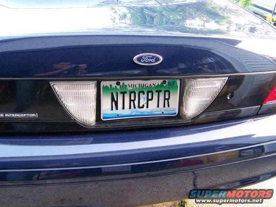 2002 Ford Crown Victoria Police Interceptor rear with Michigan license plate NTRCPTR