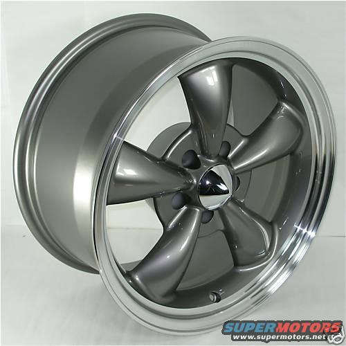 Gray five-spoke wheel with chrome center cap