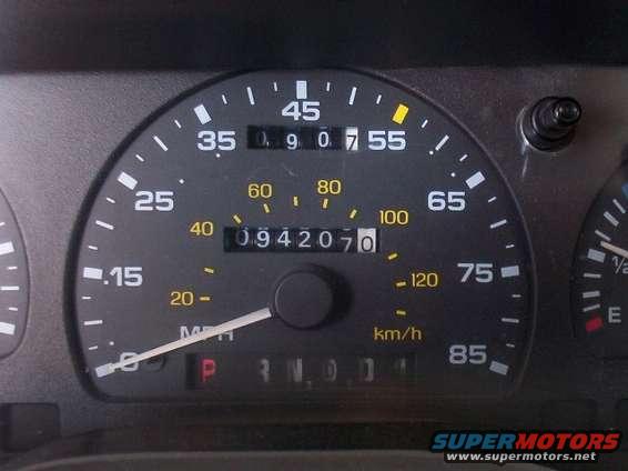 My mileage at the time the picture was taken. I want a SHO cluster instead of this 85 MPH cluster.
