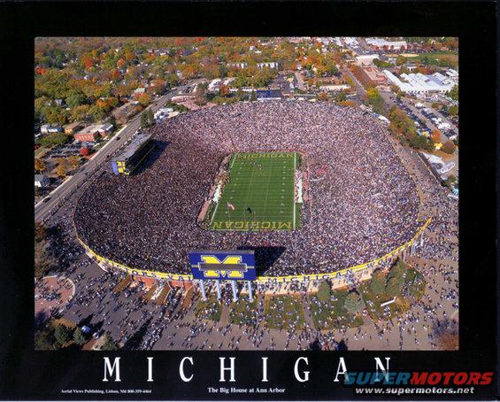 Aerial view of Michigan Stadium, known as The Big House, packed with spectators