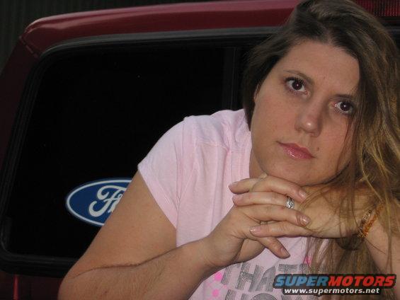 This is after her painting, so she is all tired now.
 FYI this picture was taken with her in the back of my 96 pick-up truck "Elmira"