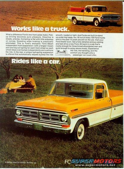 1967 Ford F-Series pickup truck, orange and white, parked on grass