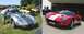2003 Ford Crown Victoria - A red 2005 Ford GT with white stripes is parked in front of a garage, with other cars visible in the background.