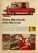 1966 Ford F-100 - This red Ford F-100 pickup truck is shown from the side, with two people in the bed loading boxes.