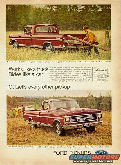 Red 1967 Ford F-Series pickup truck, front 3/4 view, parked in a field