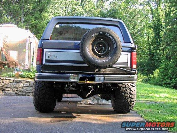 1986 Ford Bronco rear view with spare tire mounted on back. Pennsylvania license plate visible