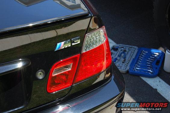 Black BMW M3 rear with LED tail lights and M3 badge