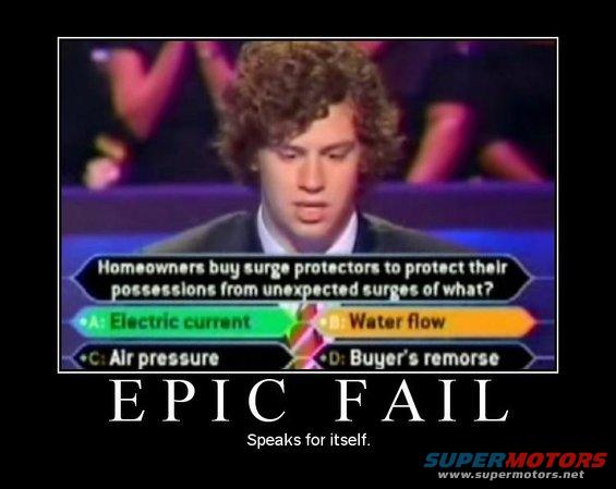 Meme with a game show contestant and text 'EPIC FAIL'