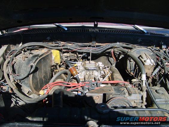 Engine bay of a 1978 Ford Bronco