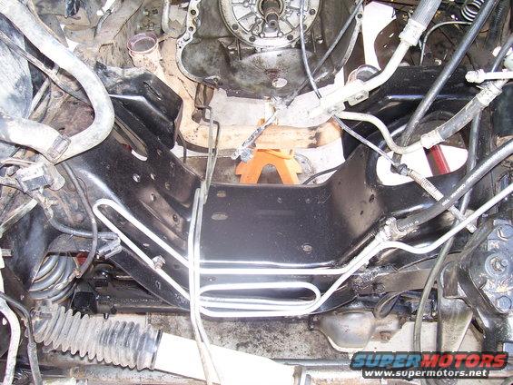 Engine bay and frame with orange jack stand