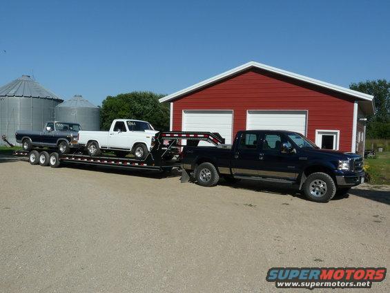 After a good day of racing, the two 335 engine series powered trucks arrive safely at home. 