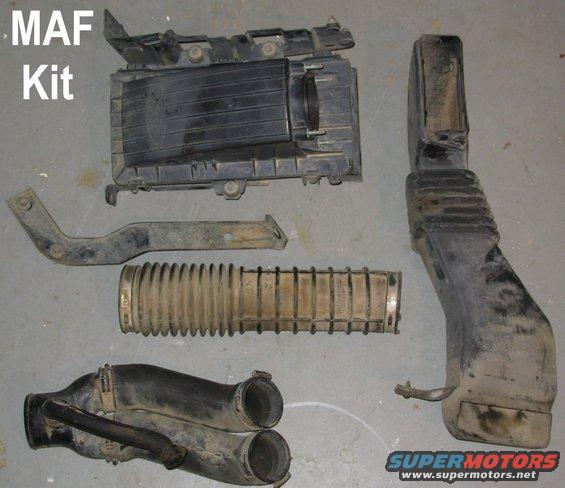 mafkit.jpg 5.0L/5.8L MAF Kit

Fresh air tube may vary slightly, but is the 4.9L/7.5L type shown.  MAF & ACT/IAT included.

[url=https://www.supermotors.net/registry/media/825935][img]https://www.supermotors.net/getfile/825935/thumbnail/airfilters.jpg[/img][/url]

Looks like some of these parts are available new now.
[url=https://www.amazon.com/dp/B07S4K36NS]F6TZ9B659A or F6TZ9B659AD[/url]
