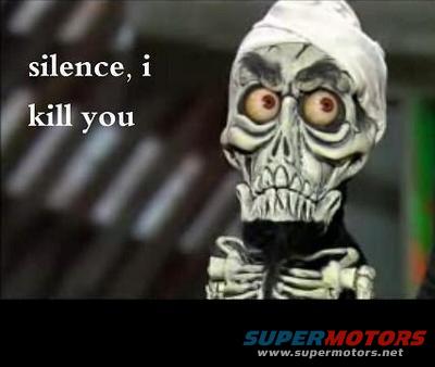 Scary puppet with text 'silence, i kill you' and SUPERMOTORS.NET logo