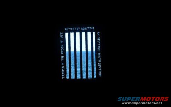 Bars with text 'Trapped in the prison of life' and 'Patiently awaiting an inevitable death sentence' overlook ocean