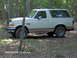 1995 Ford Bronco - White 1995 Ford Bronco parked off-road in a wooded area.