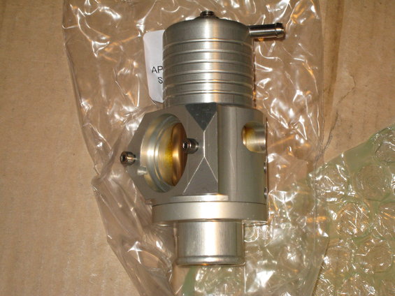 Silver blow-off valve with "APS" and "S" visible on label