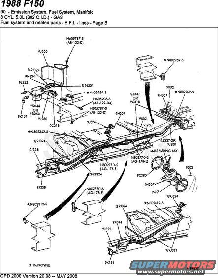 dfrinstall.jpg Dual-Function Reservoir Installation
IF THE IMAGE IS TOO SMALL, click it.

NOTE: The frame mounted fuel filter was repositioned to between the fuel pump and engine in February, 1986.

To permanently eliminate the reservoir, use [url=https://www.amazon.com/dp/B0033YHPHG]these Dorman fuel tubes[/url]. The lack of a reservoir MAY cause rough running when the tank is low (bubbles in the fuel rail), and of course, only 1 tank can be connected.

See also:
[url=http://www.supermotors.net/registry/media/477914][img]http://www.supermotors.net/getfile/477914/thumbnail/fsa89s76fuelline.jpg[/img][/url]