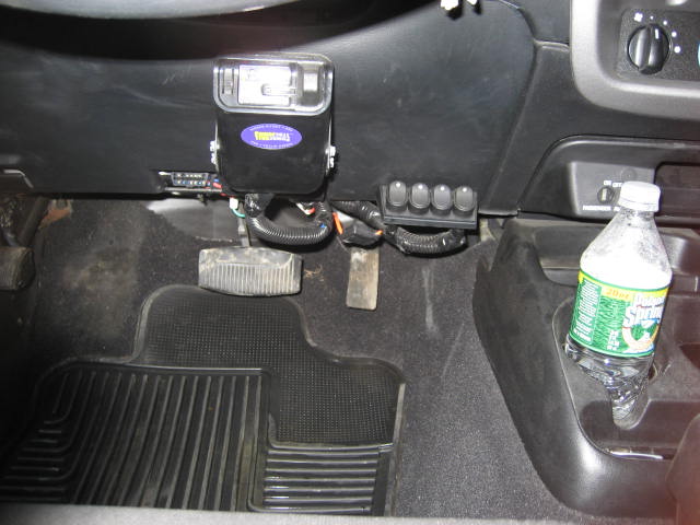 Interior view of brake controller and four auxiliary switches
