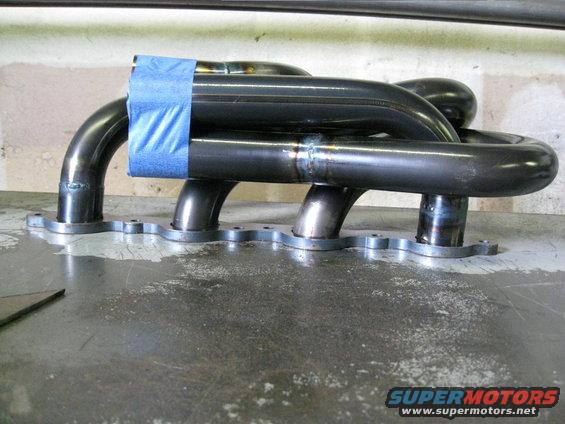 Custom exhaust manifold with blue tape