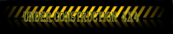 Under Construction 4x4 sign with yellow and black hazard stripes