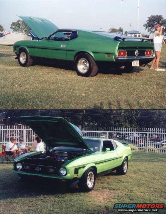 THIS WAS A 1973 351CJ CAR WHEN I BOUGHT IT. THE PREVIOUS OWNES FRIENDS (if you could call them that) STRIPED OFF THE FACTORY HEADS AND INTAKE AND REPLACED THEM WITH 2V HEADS AND A CRAPPY INTAKE/CARB COMBO. I PUT A PAXTON ON IT WHILE I RE DID THE BODY. ALLWAYS HATED THE 73 FRONT END SO I REPLACED IT WITH ALL 1972 PEICES.