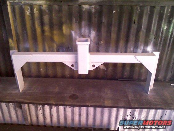 Custom trailer hitch receiver, white painted metal construction