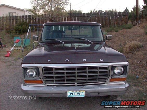 Maroon 1979 Ford F-150 front view, showing grille and Nevada license plate