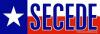 Texas flag with the word SECEDE in blue letters