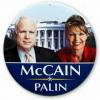 McCain and Palin campaign button with White House in background