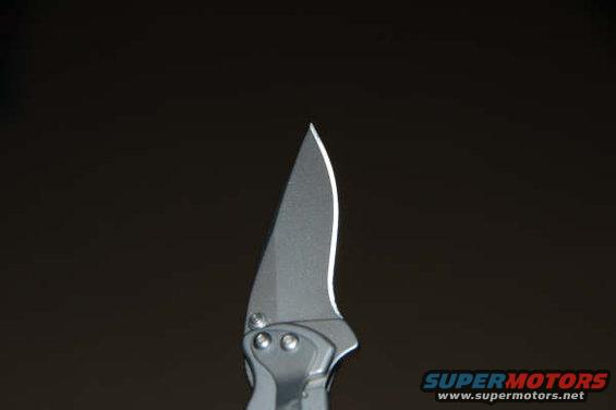 Close-up of a curved knife blade