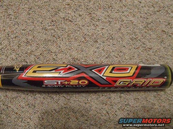 Baseball bat with 'EXO GRID' and 'ST+20 SCALOY ALLOY' text