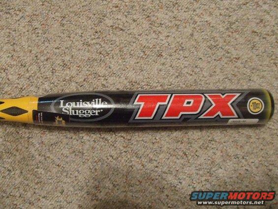 Louisville Slugger TPX baseball bat with yellow end cap and grip