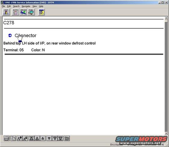servicedvdinstallation41.jpg The connector's location appears.  This particular connector does not include a diagram - just a text description.  It has 5 terminals and is molded from Natural-colored plastic.  To see the pinout, click "Connector".  Some connector pinouts (including most with 3 or fewer terminals) are not shown.