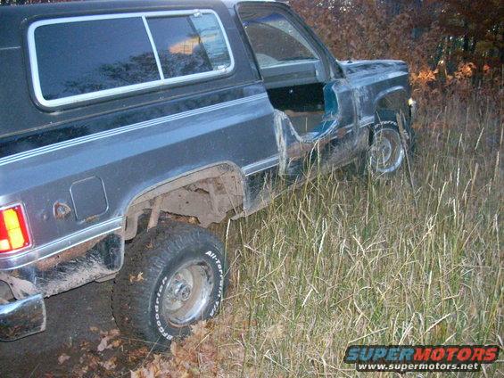 Side view of 1988 Chevrolet Blazer with doors removed, off-road tires
