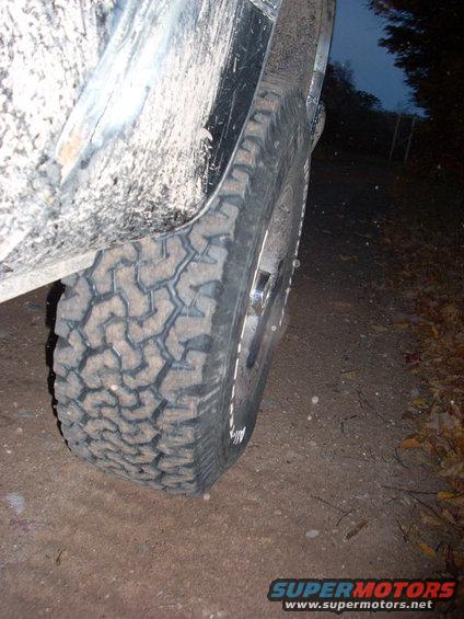 Muddy off-road tire and fender flare on a vehicle