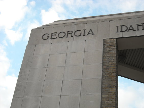 Building facade with the words GEORGIA and IDAHO visible