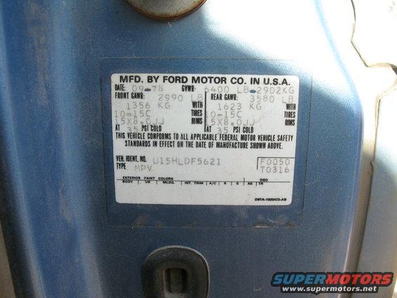 Door sticker shows vehicle info, manufactured by Ford in 1978