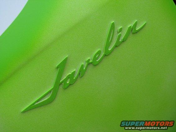 Green Javelin emblem on car body