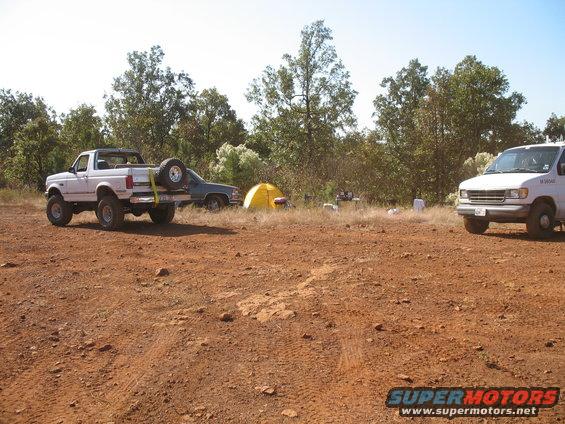 Ben's rig and the rest of camp behind the Shitmobile.