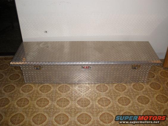 Aluminum truck bed tool box with CDF logo on front