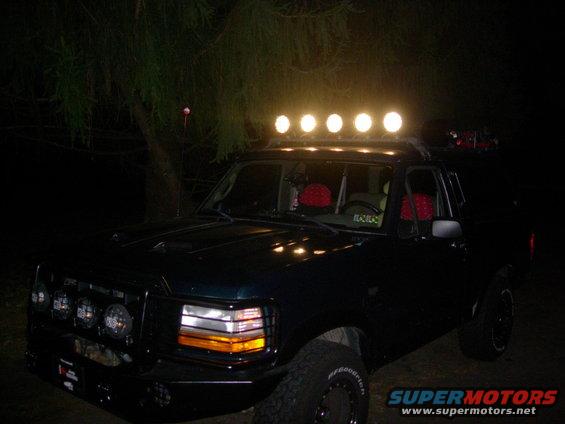 1993 Ford Bronco with roof light bar and off-road lights