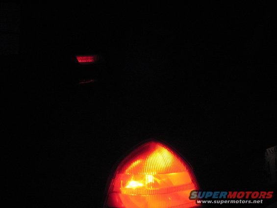 Nearly worthless picture... this shows how much more red the CHMSL is with LEDs versus the taillamp which used to be nearly identical in color with the CHMSL.